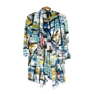 Ali Miles sz LG Mesh Opend Front Jacket Cardigan Lagenlook Art to Wear !